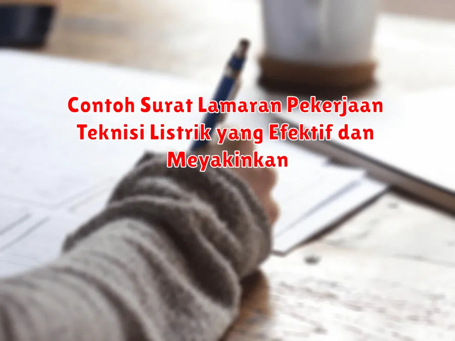 Contoh Surat Lamaran Pekerjaan Teknisi Listrik yang Efektif dan Meyakinkan