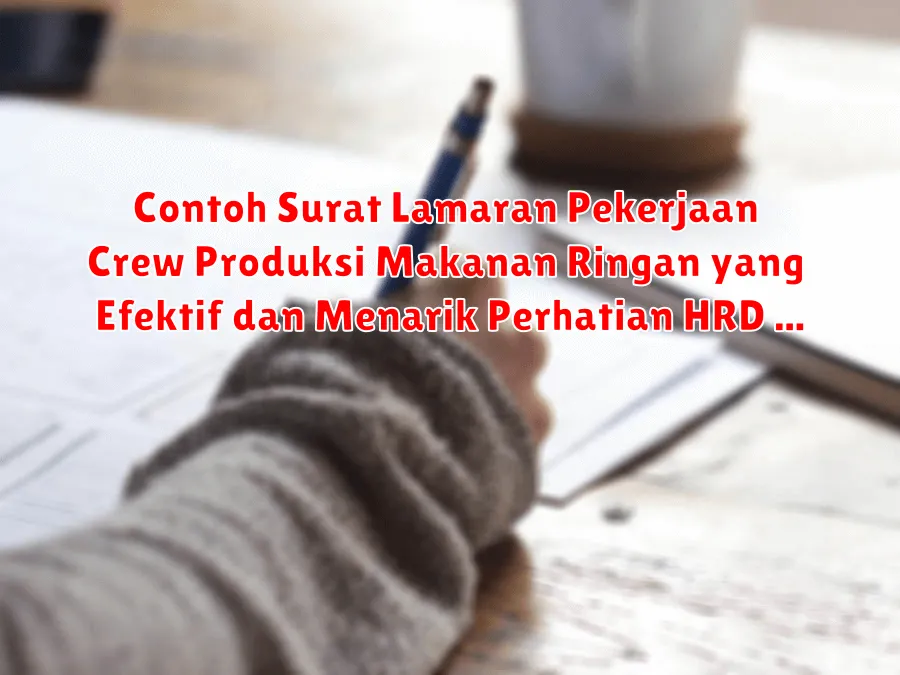Contoh Surat Lamaran Pekerjaan Crew Produksi Makanan Ringan yang Efektif dan Menarik Perhatian HRD